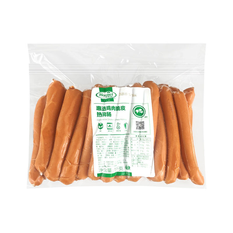 荷美尔惠选鸡肉脆皮热狗肠1kg法兰克福热狗面包肠西餐烧烤烘焙用