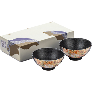 同合进口日本九谷烧金色花海陶瓷饭碗日式家用和风情侣套碗手工碗