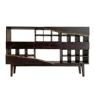 Ni尼家侘寂风边柜实木茶叶柜茶室柜子茶杯架博古架置物架复古民宿