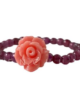 天然石榴石戒指玫瑰花男女