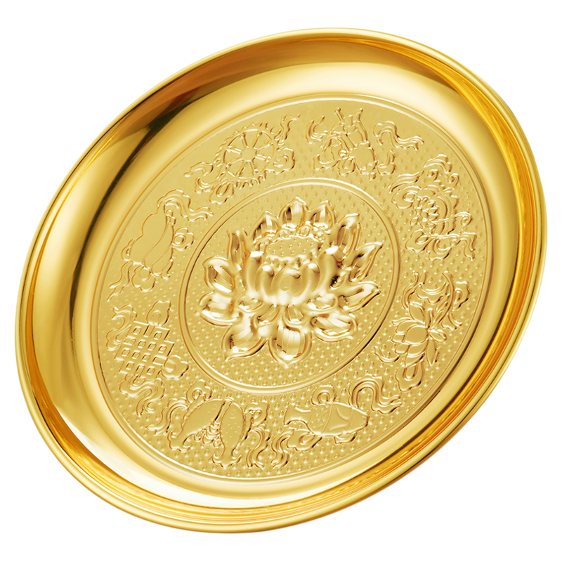 纯黄铜合金莲花供果盘供奉财神爷观音供果盘家用水果碟子佛前摆件