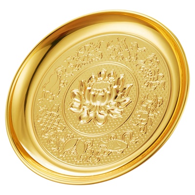 纯黄铜合金莲花供果盘供奉财神爷观音供果盘家用水果碟子佛前摆件