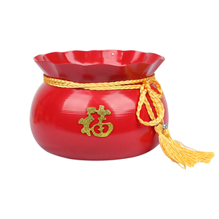 子孙桶福桶钱袋子聚宝盆金属花盆乔迁新年喜庆福字插花盆抱抱桶