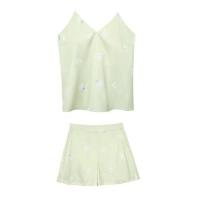 ubras栀子花系列吊带短裤套装家居服带胸垫简洁性感可外穿睡衣