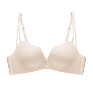 伊丝艾拉黑色无痕内衣女小胸聚拢显大光面无钢圈收副乳美背文胸