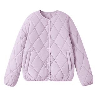 名创优品棉服女款2026新款冬季轻薄不臃肿防寒服女无领夹棉外套D