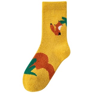 六指鼠儿童珊瑚绒袜子冬季加厚保暖高筒袜女童男童宝宝冬天中筒袜