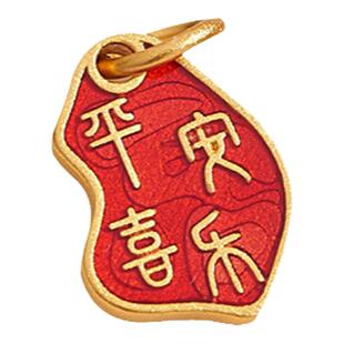 古法沙金喜乐葫芦鱼福山海图diy配饰铜镀真金滴釉小吊牌久不掉色