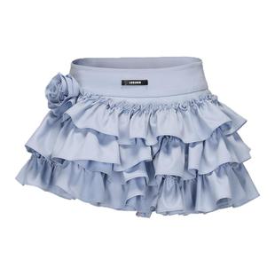 LACERTA2025秋季新款极致长腿蛋糕蓬蓬短裙纯色不规则时尚半身裙