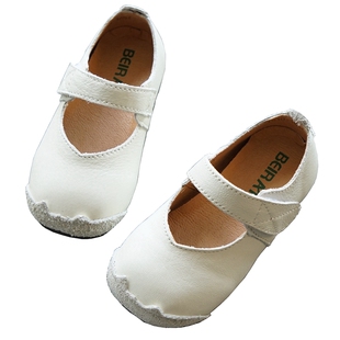 女童单鞋轻软牛皮韩版休闲公主鞋宝宝秋季新款防滑软底真皮豆豆鞋