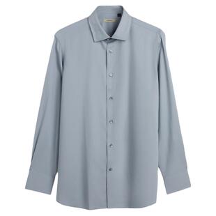 GORNIA/格罗尼雅男士蓝灰色长袖衬衫桑蚕丝商务通勤百搭翻领衬衣
