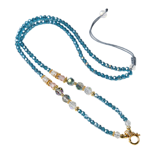 泰伽孔雀蓝炫彩宋锦吊坠挂链泰国佛牌链子藏式唐卡挂链刻面珠配链