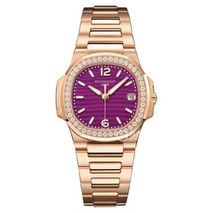 重工鹦鹉螺 简约镶钻polly vincent钢带手表女冷淡夜光指针高级感