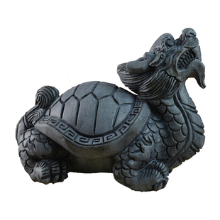 石雕青石龙龟乌龟摆件一对家用招财镇宅鱼缸茶宠天然石头八卦龙龟