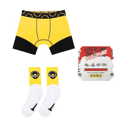 VLONE LVDV 送男友滑板少年 创意撞色平角内裤-黄