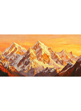 大芬村手绘日照金山油画横幅