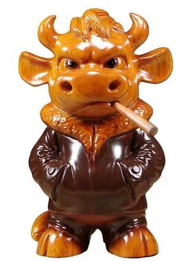 花梨木实木牛桌面摆件木雕工艺品