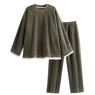 珊瑚绒睡衣男加厚休闲套头高级感