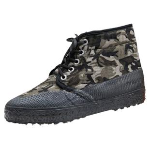 3537加绒解放鞋男女高帮迷彩鞋冬季加厚保暖工地胶鞋劳保防水棉鞋