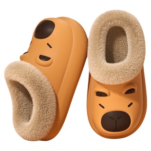 卡皮巴拉儿童棉拖鞋包跟男童冬季居家保暖防水防滑女孩小宝宝拖鞋