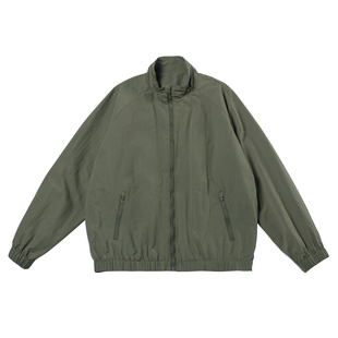 NOEARS复古绿色尼龙工装户外防水外套立领教练夹克薄日系cityboy