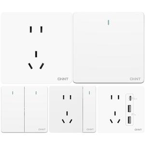 正泰墙壁暗装86型白色开关插座