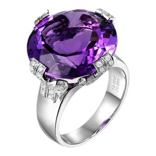 米莱珠宝 19.85克拉紫水晶18K金戒指 女 镶嵌65分钻石 彩色宝石