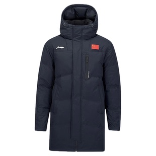 李宁中长羽绒服男女同款2026年冬季上新加厚连帽防寒保暖运动外套