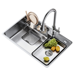 日丰洗菜盆水槽304不锈钢厨房大单槽家用加厚集渣洗碗池优台下盆