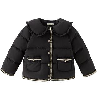 戴维贝拉儿童A类抗菌绒羽绒服2026冬装新款女童三防外套大童上衣