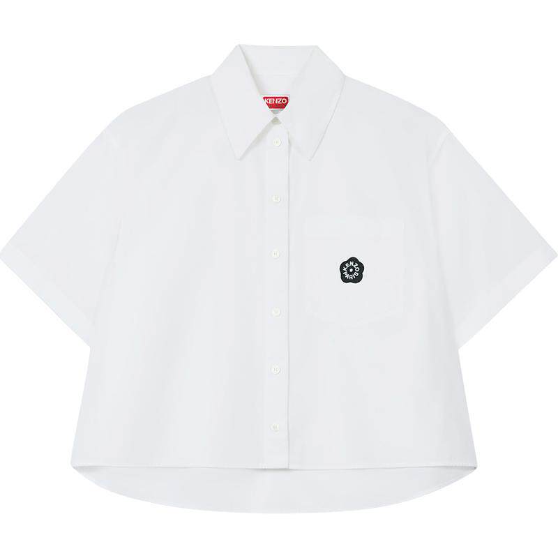 KENZO 女士海棠花BOKE 2.0短款版型休闲短袖衬衫