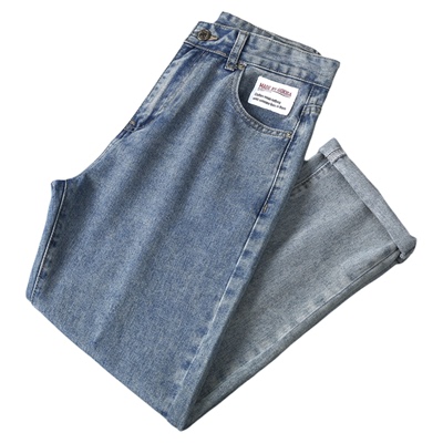 牛仔裤男宽松百搭拉链水洗