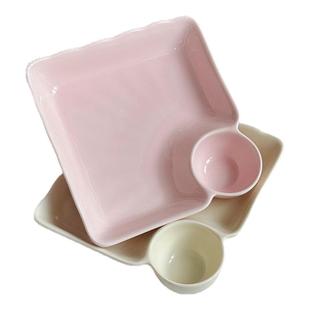 少女心饺子盘陶瓷方形家用菜盘碟子早餐炸鸡分格餐盘寿司水饺盘子