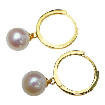 《悬月》刘亦菲同款耳环极光天然淡水珍珠耳扣经典圈圈纯银耳饰女