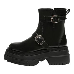 BLOCCO5女鞋春季短靴ALL ROUND厚底金属皮带扣增高切尔西女靴原创
