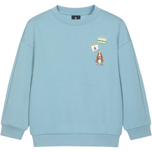 暇步士童装儿童加绒卫衣男童秋冬新款女童宝宝宽松休闲加厚套头衫