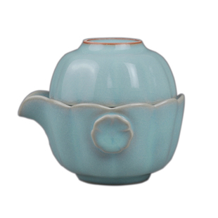 汝州原产地大观汝瓷茶具 快客杯荷花壶 朱家汝窑 1壶1杯 一级品