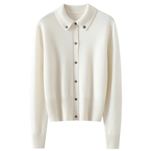 大女主美学！加厚100%纯山羊绒开衫女POLO领纯羊绒毛衣针织开衫