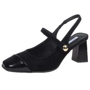 复古包头凉鞋女夏季2025新款配裙子红色高跟鞋不累脚粗跟气质单鞋