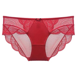 维多利亚多培尔蕾丝性感红色内裤女本命年结婚嫁娶无痕透气三角裤