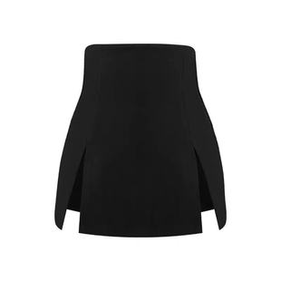 大码胖MM两侧性感小开叉半身裙裤女春夏新款高腰A字包臀修身短裙