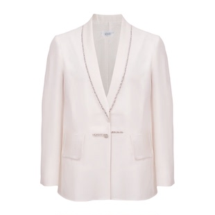 王星越明星同款白色青果领链条西装男英伦宴会高定礼服修身西服潮