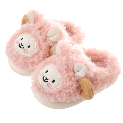 童年萌娃冬季卡通小羊儿童棉拖鞋