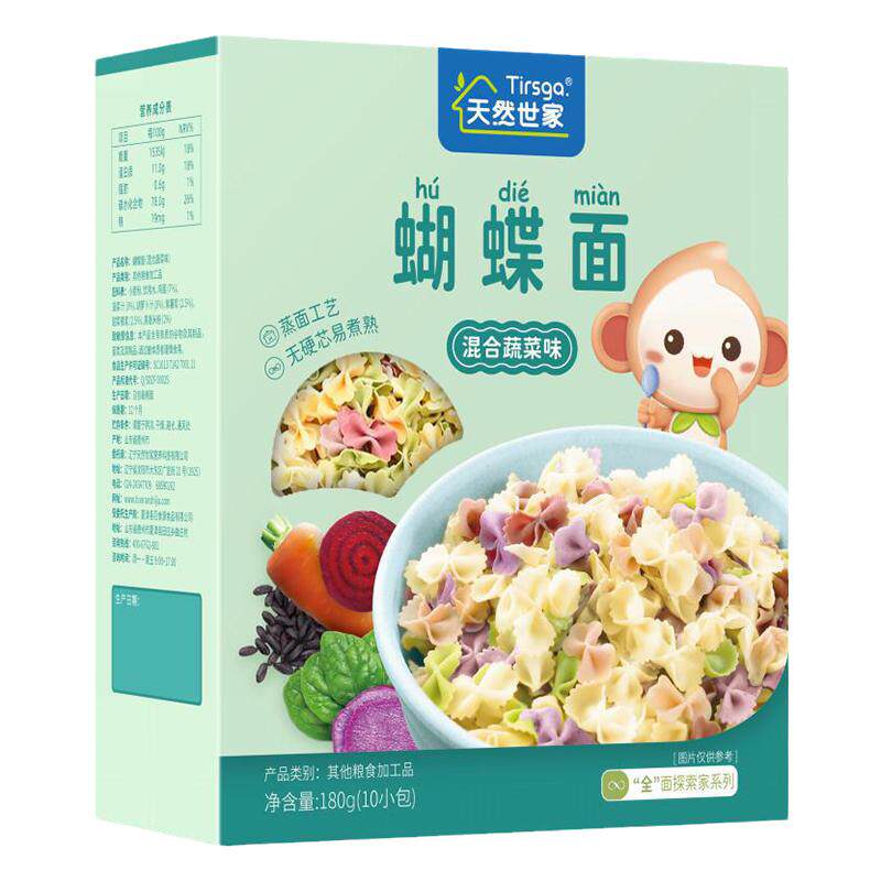 天然世家蝴蝶面180g儿童面条