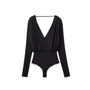 Intimissimi意舒漫时尚气质性感纯欲深V长袖露背连体衣BOD2591