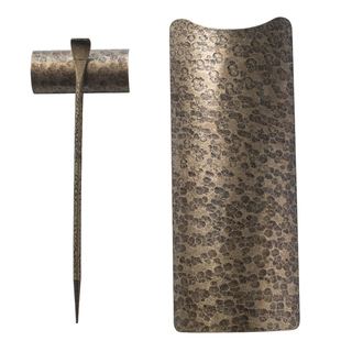 彩集堂复古手工锤纹铜制茶则三件套日式茶室茶具配件茶荷茶夹茶拨