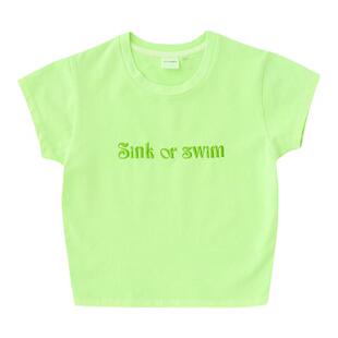 MOUSSY 春季多巴胺刺绣字母正肩短袖T恤女010HS890-0610