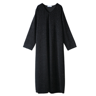 Miss原创 优雅气质女人味烫钻黑色袍子连衣裙显瘦法式轻奢长裙春