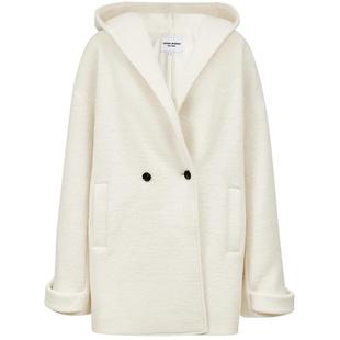 Vero Moda毛呢大衣2026春季新款疗愈绒感含绵羊毛连帽落肩中长款