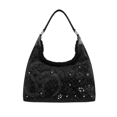 BLACKHEAD/黑头深海回响叁蛇环牛仔毛边大号单肩包好搭原创设计